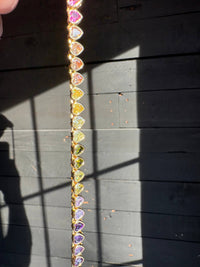 Rainbow Heart Tennis Necklace