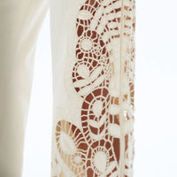 Ivory Lace Insert Flare Jeans