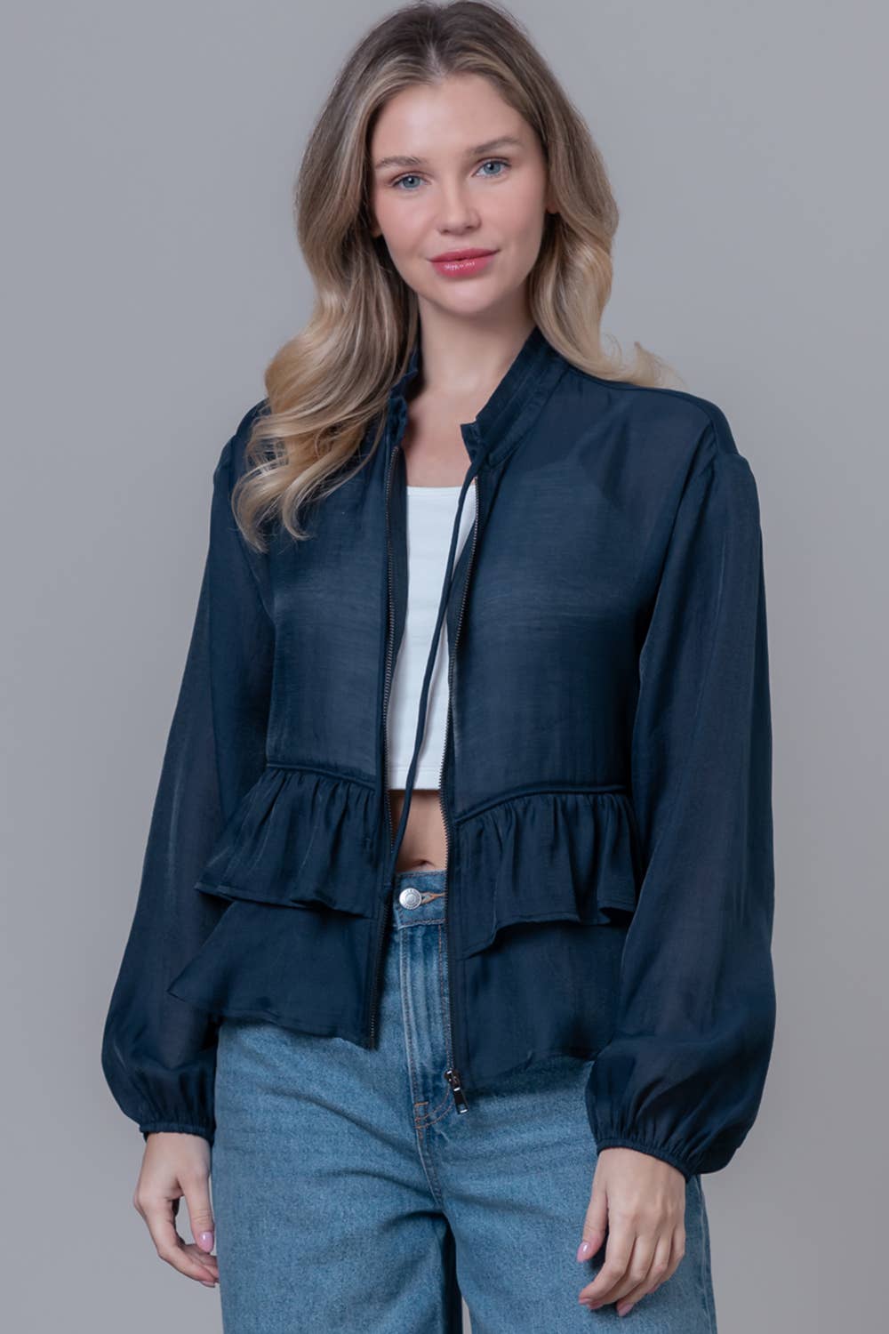 Bella Peplum Zip Up Jacket