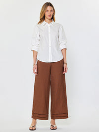 White Button-Down Collared Shirt with Rolled Sleeves