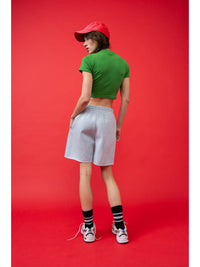 Green Ribbed Cropped Tee