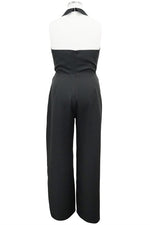 PLUS HALTER TIE FRONT SPLIT JUMPSUIT