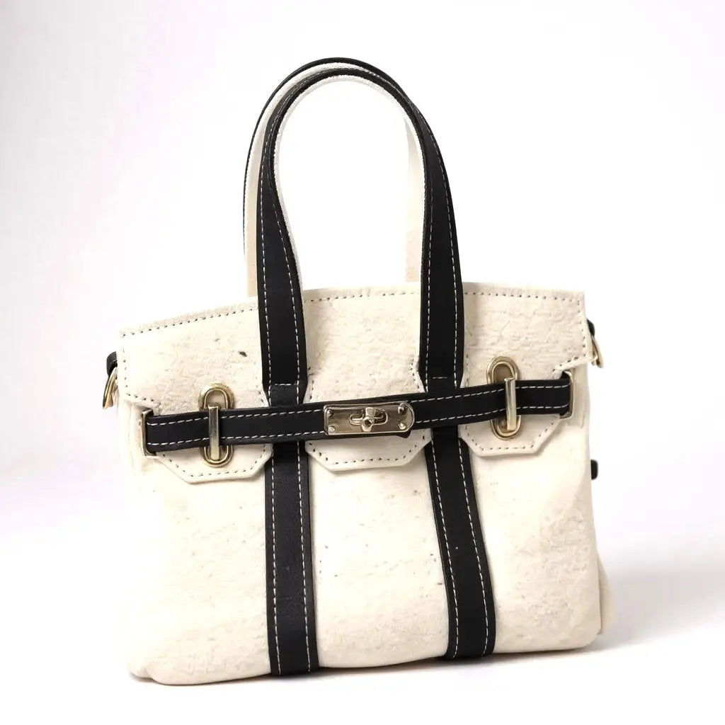 Canvas Tote Bag with Tan Leather Trim and Crossbody Strap