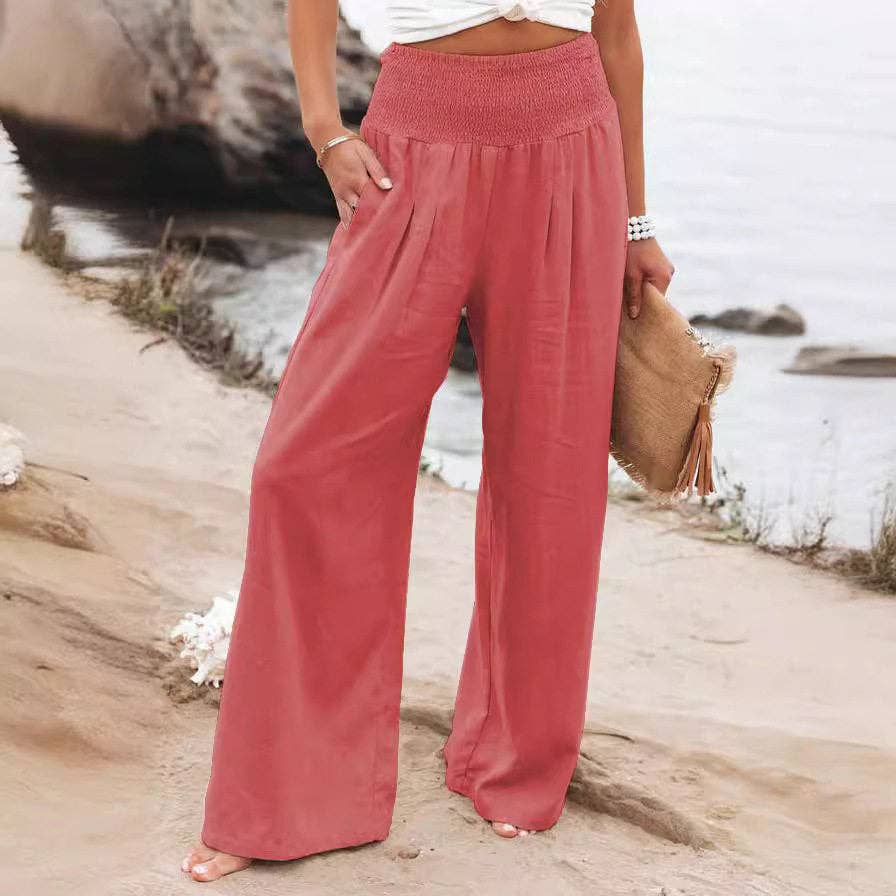 Summer Loose Wide Leg Cotton Linen Pants Women