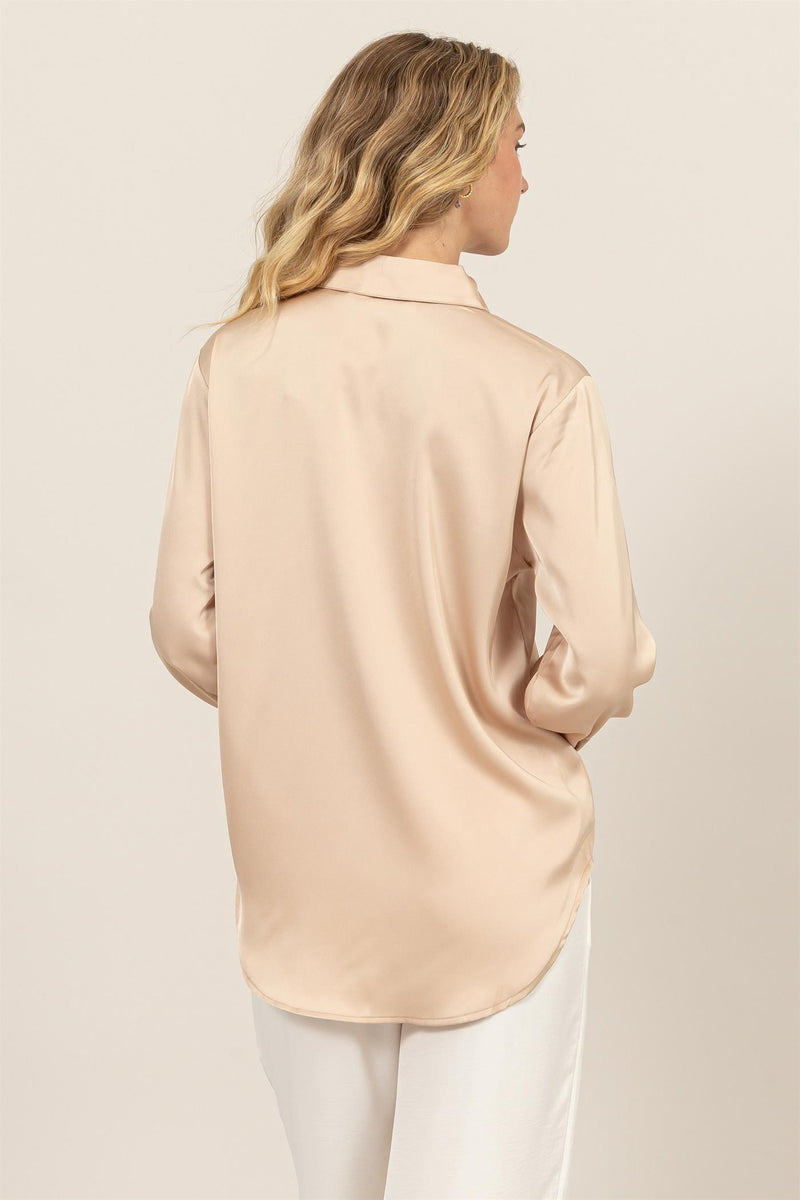 BUTTON UP SATIN BLOUSE