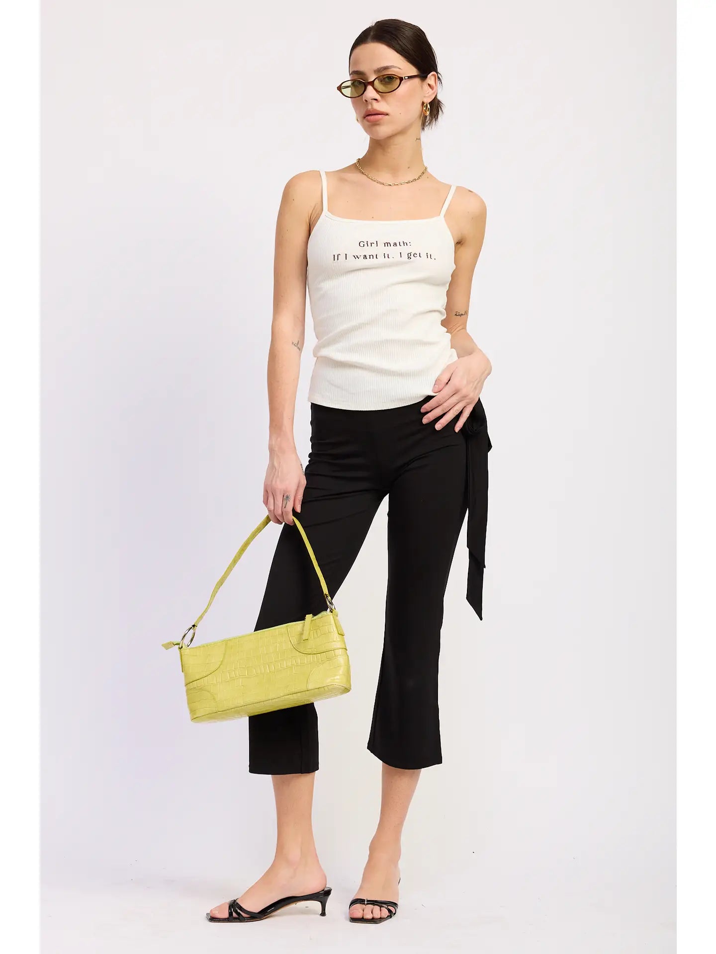 White Ribbed Cami Tank with "Girl Math" Graphic
