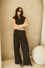 DENIM WAISTBAND CONTRAST WIDE LEG BILLIE TROUSERS