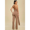 Champagne Mocha Halter Jumpsuit with Draped Detail