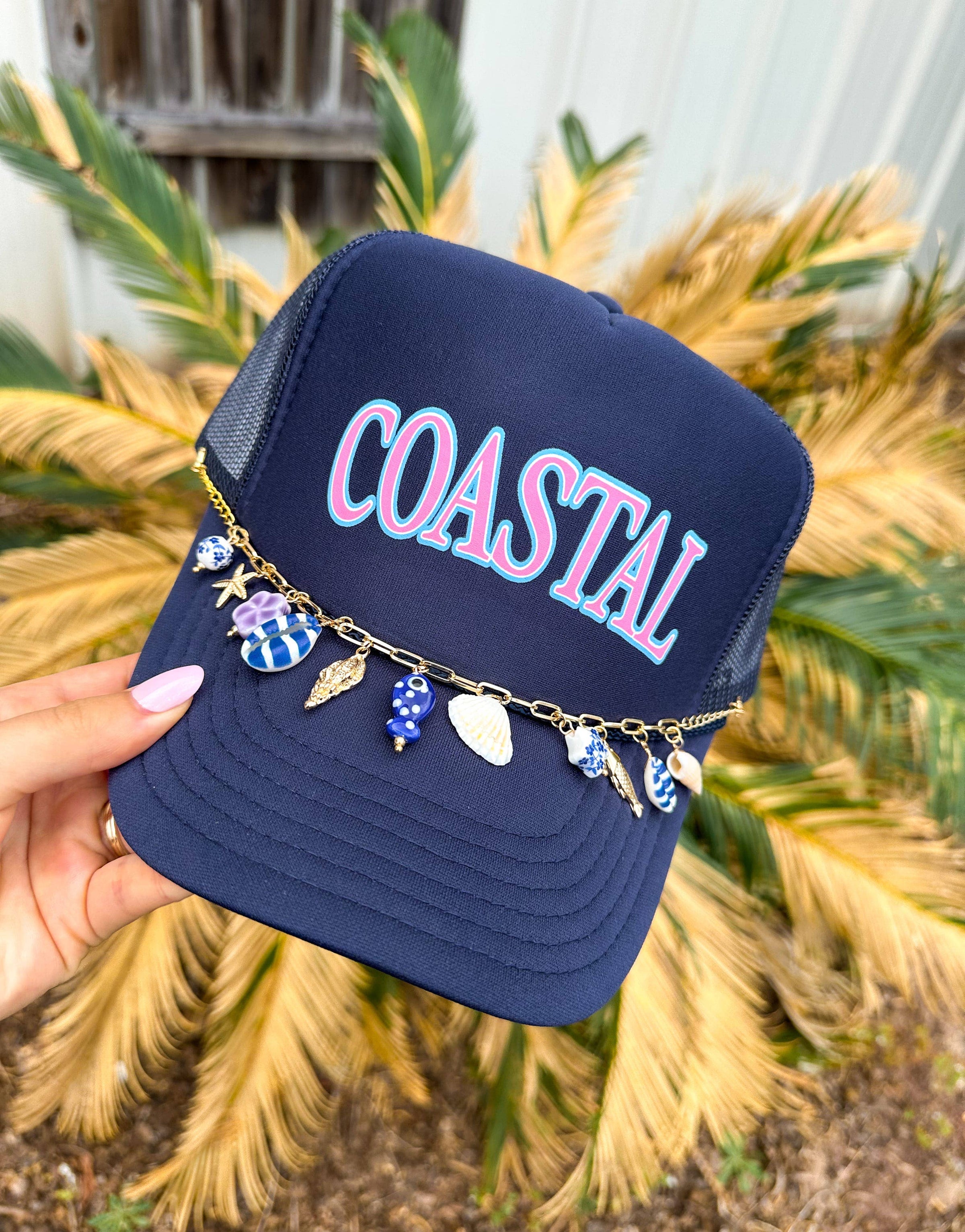"Coastal Navy Trucker Hat" WITH CHAIN & PIN