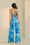Blue Tie-Dye 3-Piece Wide-Leg Pant Set