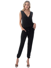 Black Drawstring Waist Jogger Pants with Tapered Leg