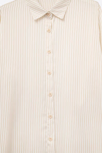 Beige Vertical Stripe Button-Down Shirt