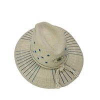 Straw Wide Brim Hat with Embroidered Evil Eye Detail