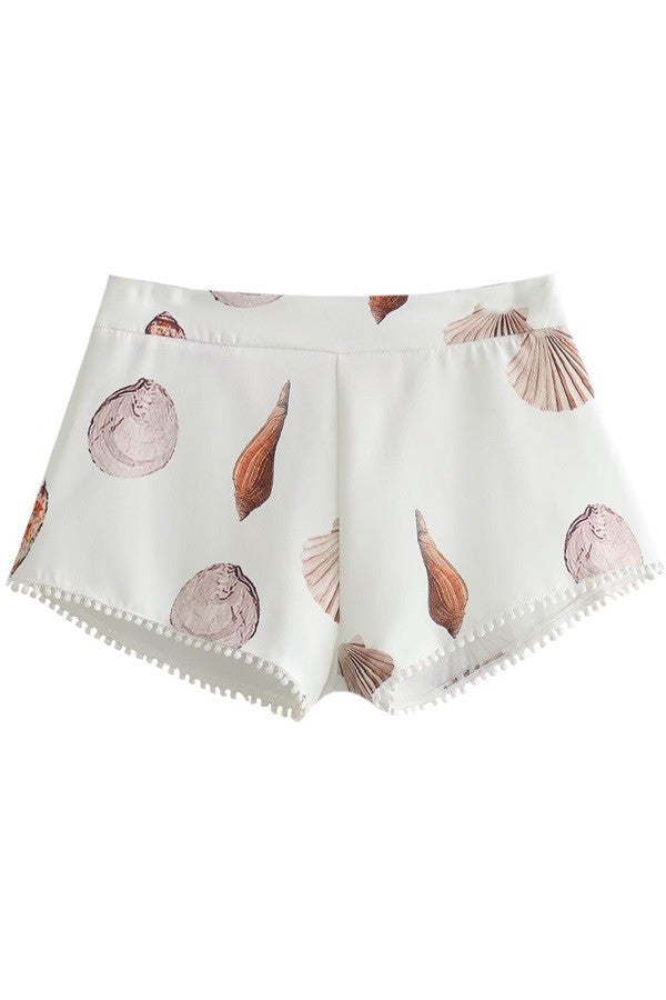 SHELL PRINT COLLAR SHIRT AND SHORTS SETS