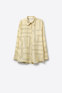 Cream Geometric Print Button-Up Shirt