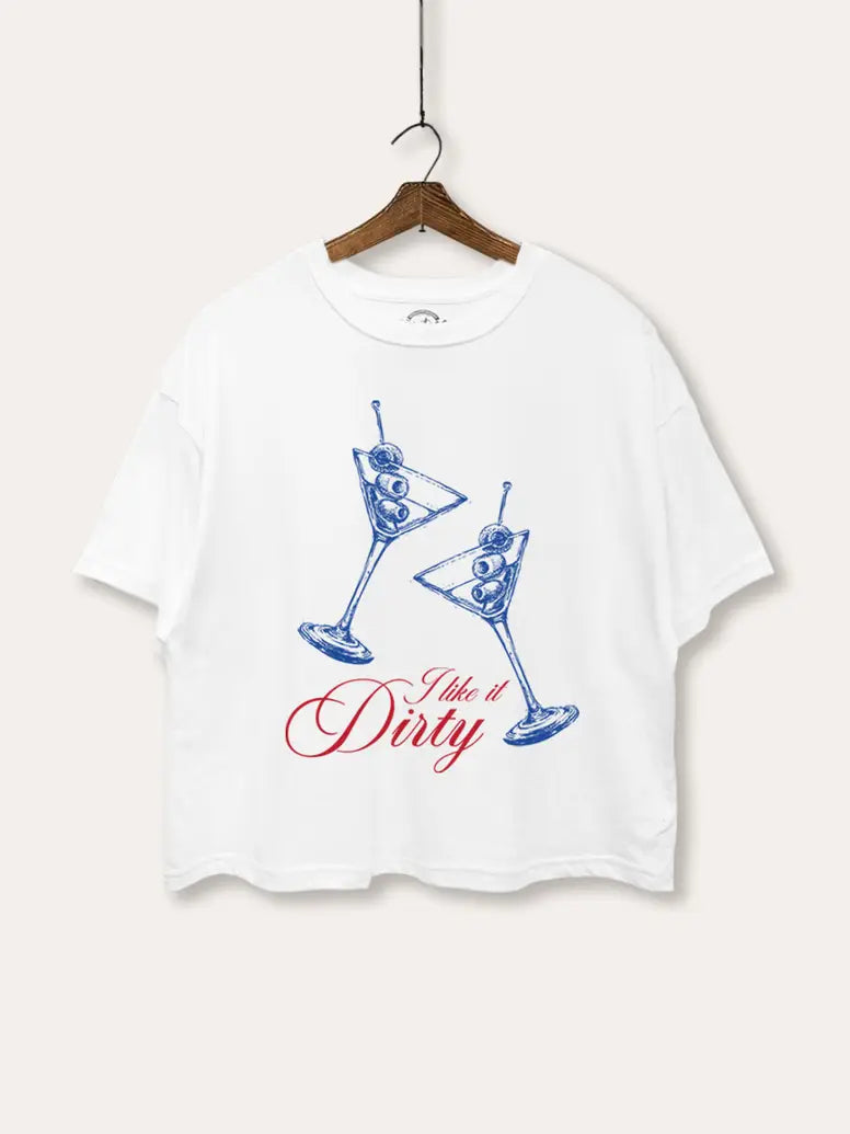 Dirty Martini Graphic Cropped Tee in White