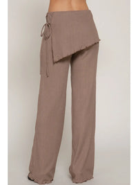 Nude Textured Wrap Detail Wide Leg Pants