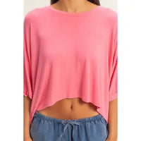 Pink Oversized Cropped Lounge Tee