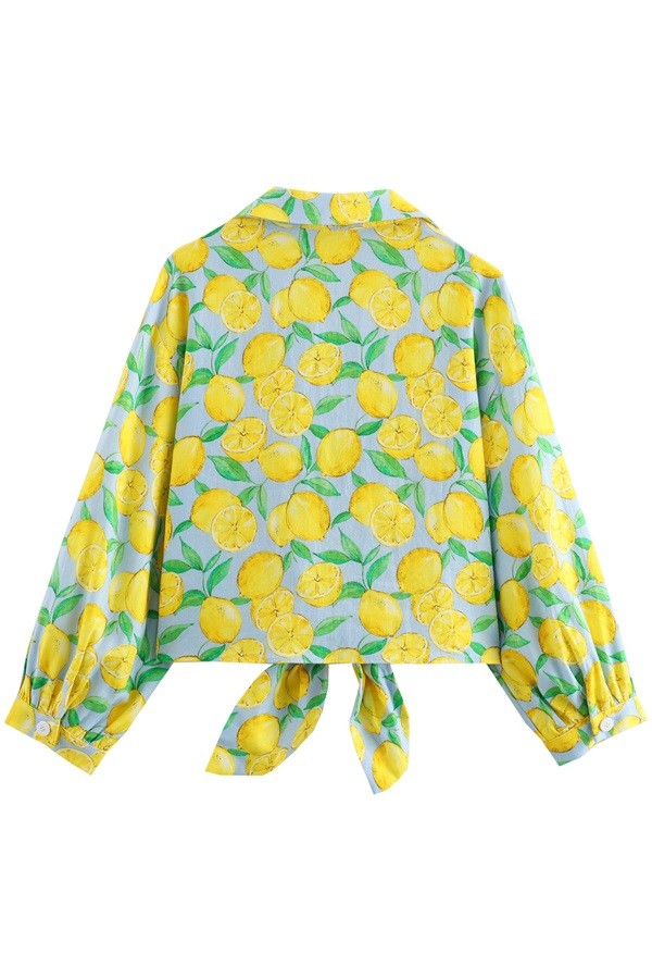 LEMON PRINT FRONT KNOT SHIRT AND SHORTS