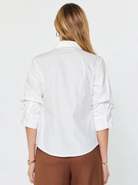 White Button-Down Collared Shirt with Rolled Sleeves