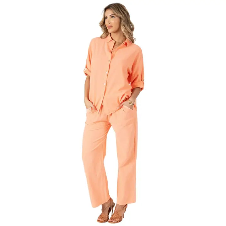 Peach Relaxed Button-Down Shirt