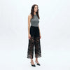 Black Wide Leg Jeans with Sheer Floral Lace Panels