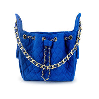 Cruz terry bucket tote in caramel royal blue small