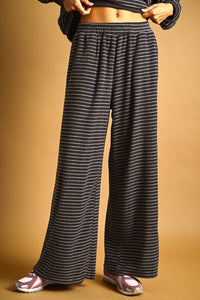 Striped Towel Fabric Pants & Half Zip Pullover