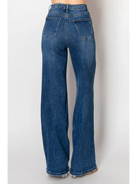 Grommet Studded Flare Denim Pants