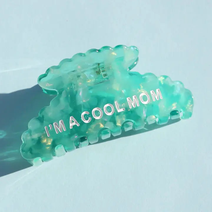 Mint Iridescent Statement Hair Claw Clip with Slogan
