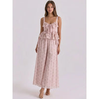 Blush Pink Floral Ruffle Top with Front Bow Tie Detail