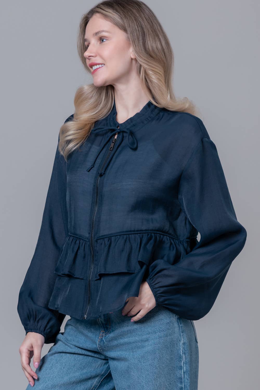 Bella Peplum Zip Up Jacket