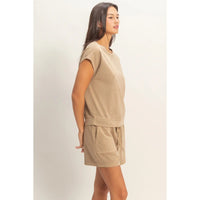 Nude Relaxed Fit Lounge Tee and Drawstring Shorts Set
