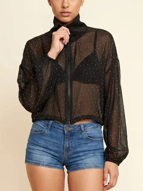 Cropped Pinstripe Button Down Shirt with Contrast Cuffs