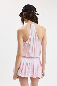 Pink Floral Ruffle Tiered Mini Dress