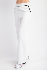 LINEN BLEND PANTS CONTRAST WITH EDGE DETAIL