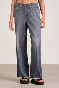 Wide-Leg Raw Hem Denim Jeans with Faded Wash