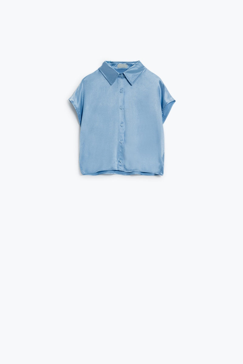 Crop Tencel Short Sleeve Shirt