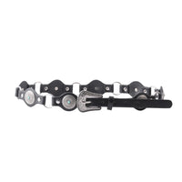 Black Concho Leather Belt with Silver Western Buckle