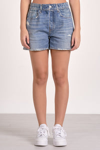 Distressed Denim Pull-On Shorts
