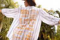 Striped Oversized Shirt with Destination Print Back