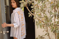 Striped Oversized Shirt with Destination Print Back