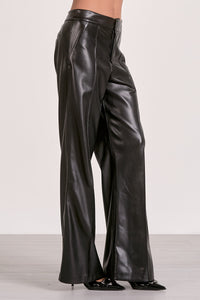 High Waist Leather Wide Leg Trousers