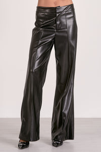 High Waist Leather Wide Leg Trousers