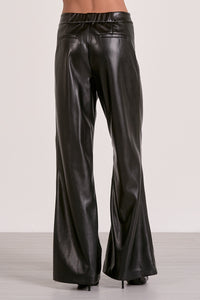 High Waist Leather Wide Leg Trousers