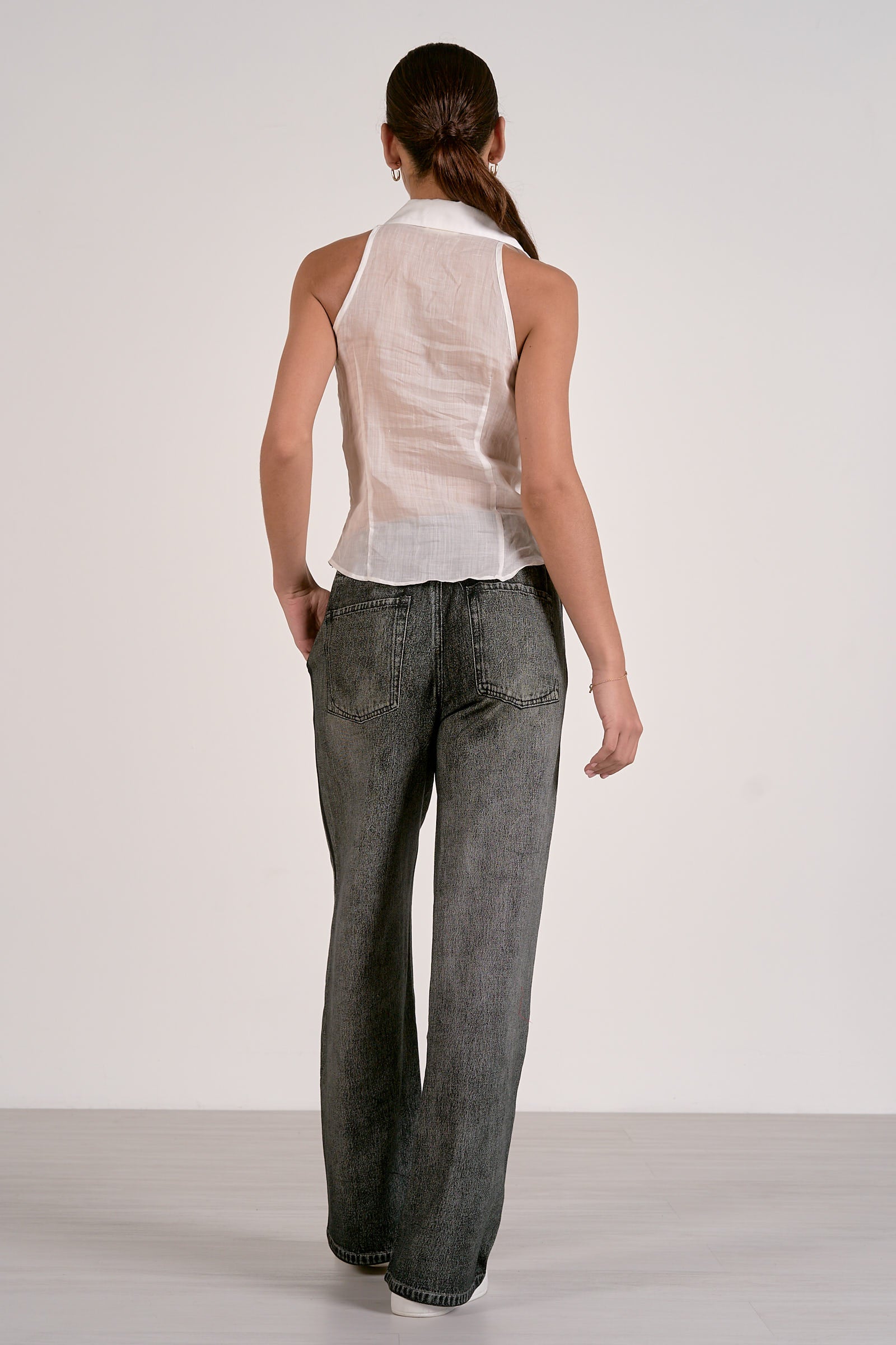 High Waisted Wide Leg Denim Jeans
