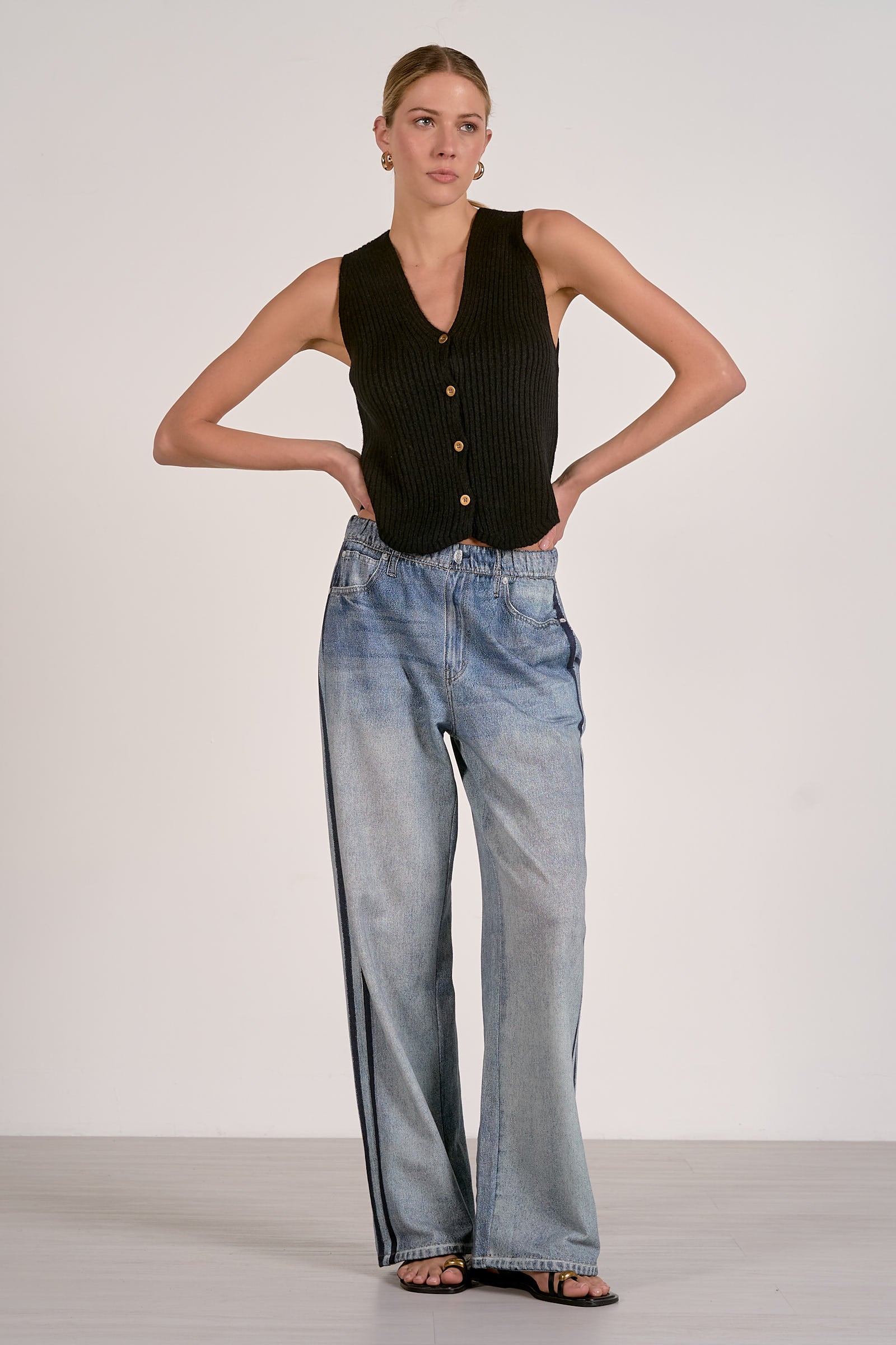 High Waisted Wide Leg Denim Jeans