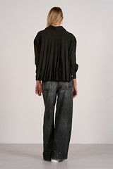 Washed Black Wide Leg Denim Jeans with Relaxed Fit