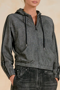 Denim Zip-Up Hoodie Jacket
