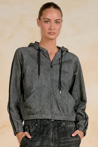 Denim Zip-Up Hoodie Jacket
